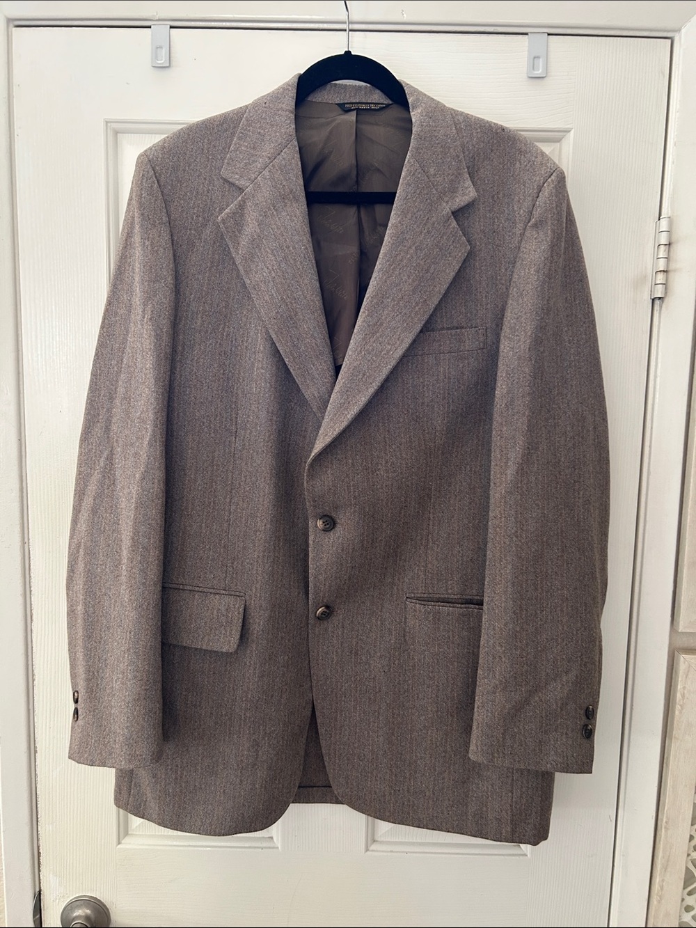 John Weitz Signature Collection 40S Gray Herringbone 100% Wool Sport Coat Blazer